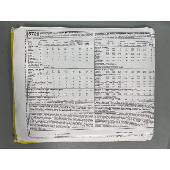 90s McCalls 6720 Majestic Knights Costume Sewing Pattern Size XS Medieval UNCUT - Picture 6 of 7